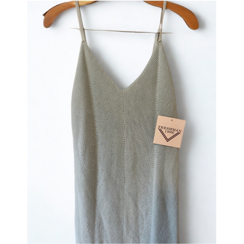 Freshman 1996 NWT Sage Green Ribbed Knit Sweater Dress S Midi - Picture 3 of 4